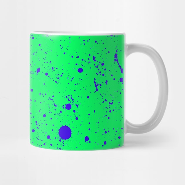 Blue Violet Ink Splatter On Neon Green by Pulpixel